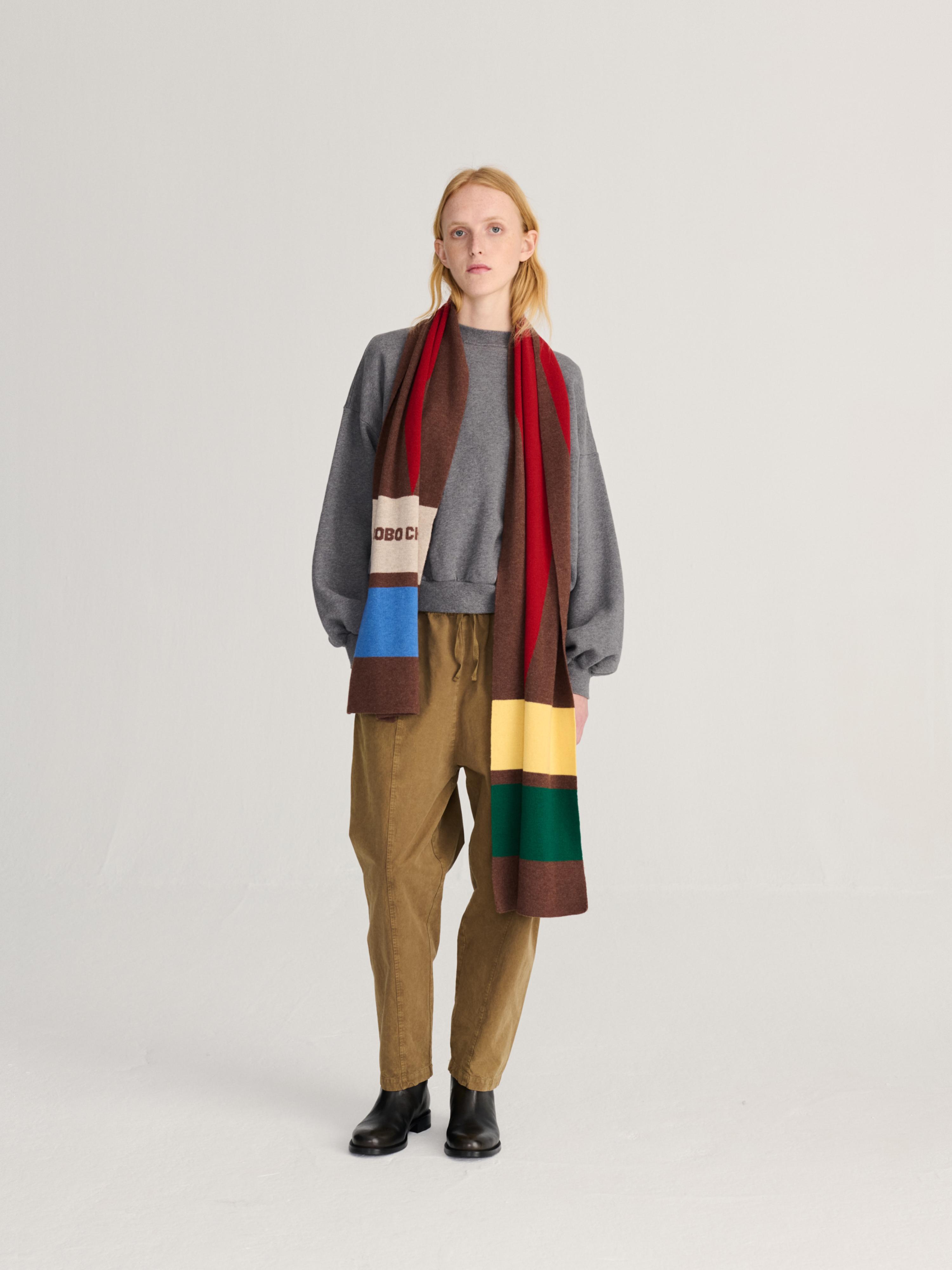Bobo Choses Merino Wool Long Knitted Scarf Unisex Schal Wolle multicolor